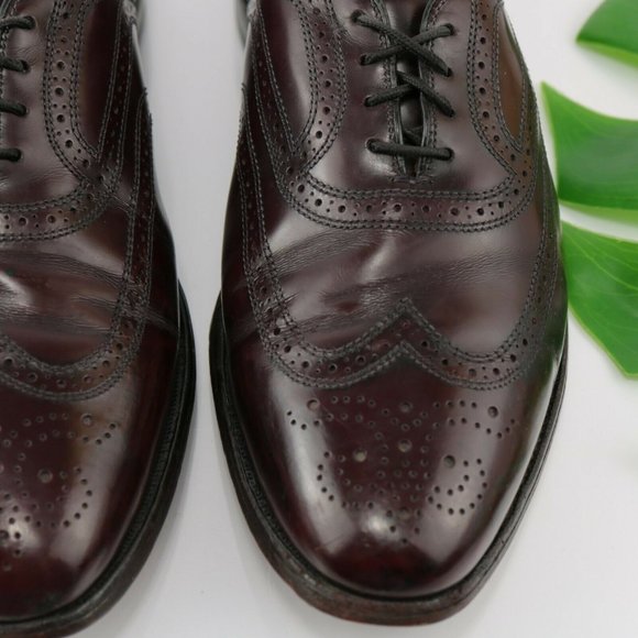 Allen Edmonds Townley Wingtip Oxford Size 10.5 D Burgundy Leather Dress Shoe - Picture 2 of 12